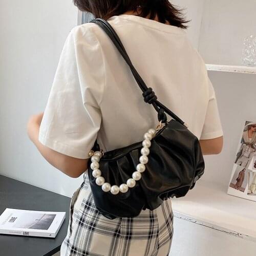 High Quality Women Small Pu Leather Pearl Handle Handbags Fashion Purse Crossbody Bags Designer Ladies Shoulder Messenger Bags