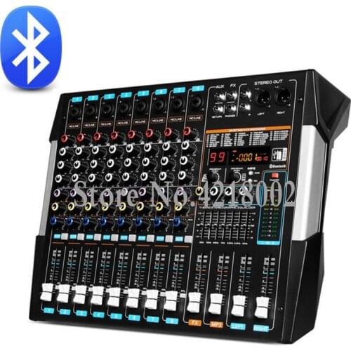 High Power 8 Channels USB Bluetooth Microphone Mic Mixer Stage Outdoor Performance Karaoke Reverberation Effect Adjustment