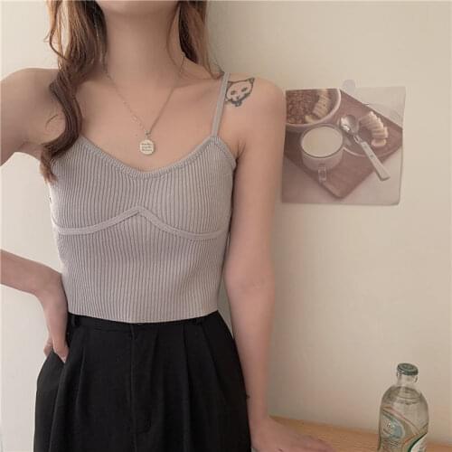 Women Tanks Tops 2021 Summer Knitted Small Tank Top Vest Spring Sleeveless Top for Women Camis Crop Top For Women