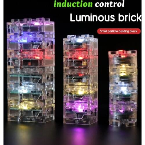 1PCS Induction Control Luminous Led Lights Brick DIY Enlighten Classic Flashing Building Blocks Compatible with lego