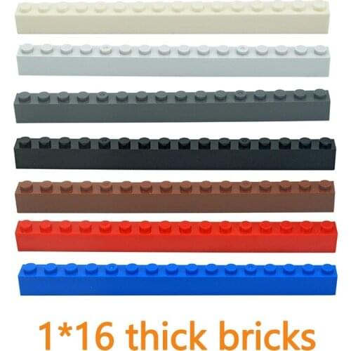 10PCS DIY Building Blocks 1x16 Dots Thick Figures Bricks Educational Creative MOC Parts Size Compatible With 2465 Toys for Kids