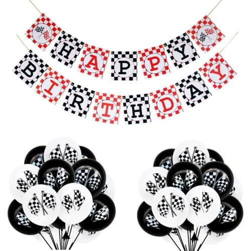 10pcs new racing birthday party Lahuala flag Happy birthday car racing latex balloon party decoration supplies globos kid‘s like