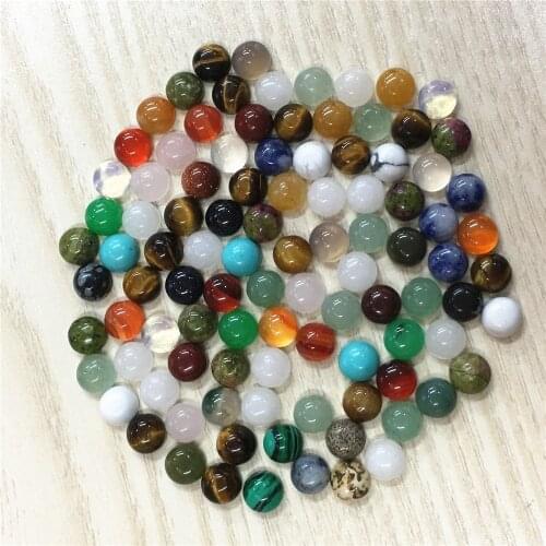 New hot Top Quality Assorted Fashion Natural Stone Round Cabochon CAB 6mm 4mm Stone Beads 100pcs Wholesale For Jewelry Making