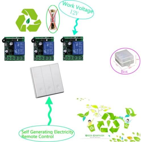 12V Wireless Switch Relay Self Generating Electricity Wall Panel Remote Control Switch Relay Module Receiver 12V