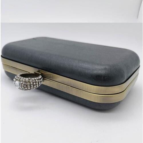 18X10 Cm Antique Brass Crystal Ring On Top Metal Box Clutches With Plastic Covers Diy Handbag Accessories Metal Purse Frame