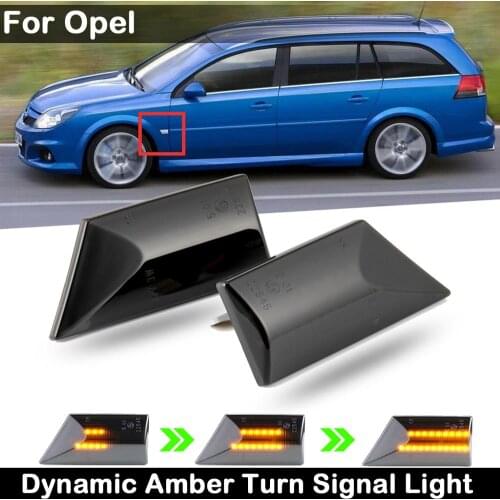 2Pcs For Opel Vectra C 2002-2008 Signum 2003-2008 Smoked Lens LED Side Marker Lamp Dynamic Amber Turn Signal Light