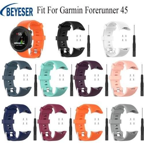 20mm Silicone Watchband Strap for Garmin Forerunner 45 Smart Bracelet Watch band Wristband Fashion Sports Replacement Strap