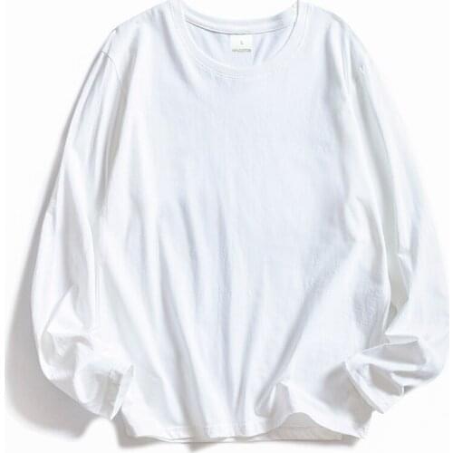 2021 Autumn Casual 100% Cotton T shirt Long Sleeves Solid Basic Tops Tshirt Women T-shirt O-neck Loose Tee Shirt Femme Plus Size