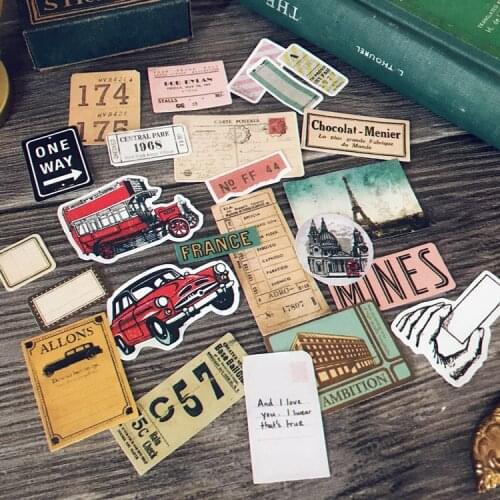 24pcs/pack vintage travel around Europe British bus retro ticket journal sticker DIY planner scrapbooking index lable stickers