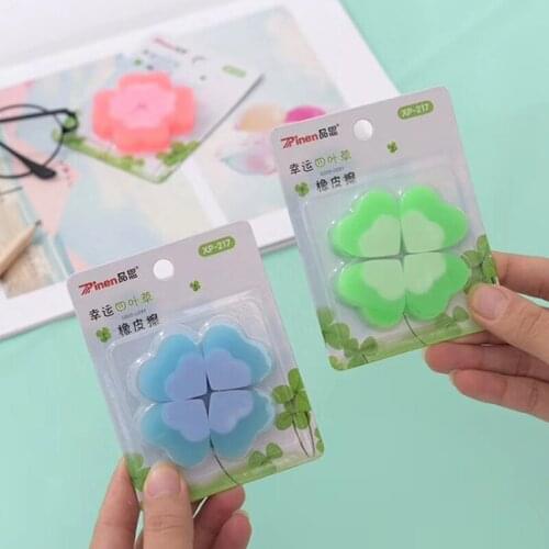 30packs/lot Lucky Clover Small Fresh Eraser Rubber Stationery Kid Gift Cute Pupils Supplies