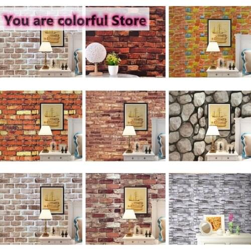3D PVC Wood Grain Wall Stickers Paper Brick Stone wallpaper 10M Home Decor Rustic Effect Self-adhesive Home Decor Sticker Room