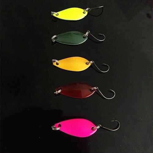 50pcs 3g mixed colors fishing tackle spoon metal lure baits, small hard trout bass sequins lure sets sharp hook spinner