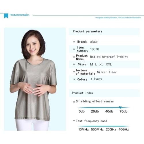 Ajiacn Radiation-proof clothing mens and womens knitted t-shirts silver fiber radiation protection underwear for four seasons