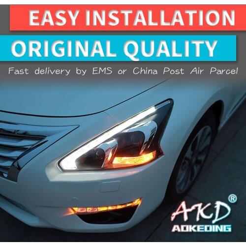AKD tuning cars Headlight For Nissan Teana 2013-2015 Headlights LED DRL Running lights Bi-Xenon Beam Fog lights angel eyes Auto