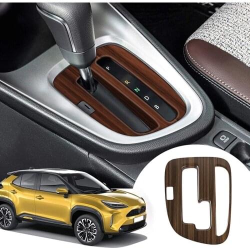 Wood Grain ABS Car Central Gear Shift Knob Panel Frame Cover Trim for Toyota YARIS / YARIS CROSS 2020 2021 RHD