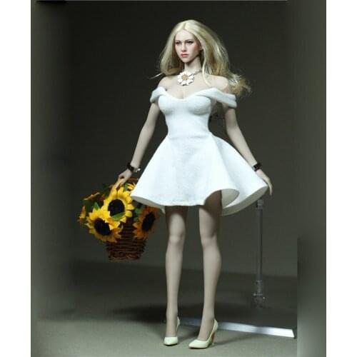 1/6 Scale White Fluffy Skirt Morning Glory Dress for 12in Phicen JIAOUL Doll Action Figure Toy