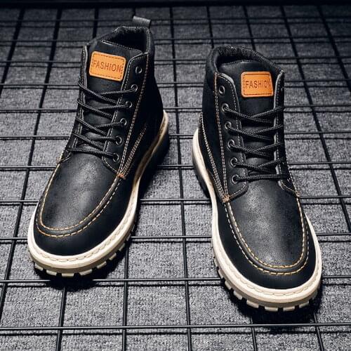 Natural Cow Leather Men Winter Boots Handmade Retro Men Boots Leather Men Winter Shoes man shoes