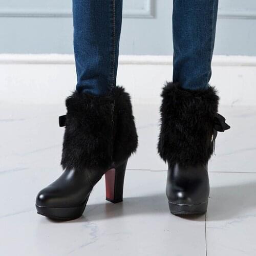 Plus Size 9 10 11 12 boots women shoes ankle boots for women ladies boots shoes woman winter Ribbon diamond