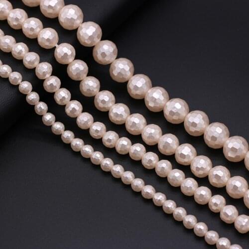 Top Quality 6/8/10mm Pink Imitation Pearl Beads Austria Faceted Spacer Bead for Jewelry Making Necklace Earring Accessories