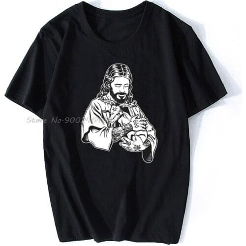 Men t-shirt Atheist Jesus Loves Satan Baphomet goat tshirt Women t shirt Cotton Tees Tops Anime Harajuku Streetwear