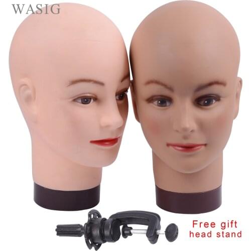 Bald Mannequin Head With Clamp Female Mannequin Head For Wig Making Hat Display Cosmetology Manikin Head For Makeup Practice