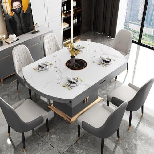 Rock plate square round dual-purpose dining table and chair