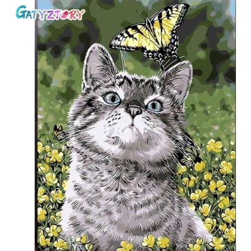 GATYZTORY Paint By Numbers For Adults Children Cat Picture Drawing On Canvas Animal DIY HandPainted Oil Painting Home Decoration