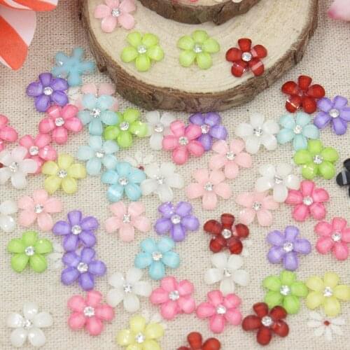50pcs/lot flat back resin kawaii resin flower for kids home clothing shoes resin cabochons