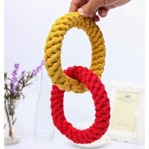 Dog biting ring, dog pulling cotton rope tug-of-war ring, double chain