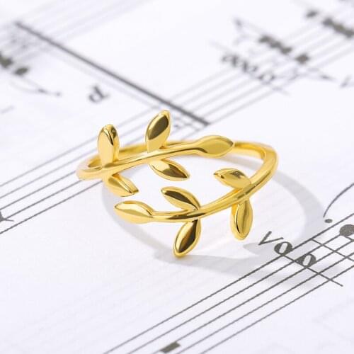 Fashion Open Leaf Rings For Women Girls Rose Gold Resizable Plant Female Knuckle Ring Engagement Wedding Party Jewelry
