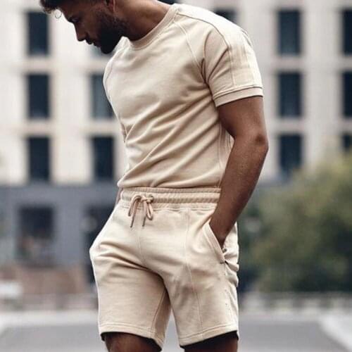 Clothes For Men Joggers Tracksuit 2pcs/set Short Sleeve T-shirt Shorts Set Gym Sports Summer Sweatsuit Men Casual Short Sets