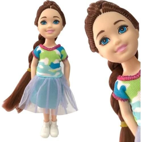 NK 1 Set Girls Doll 5 Movable Jointed Mini Doll 14 cm Cute Doll + Shoes+Outfit For Kelly Doll Girls Gift Baby Toys 011C 1X