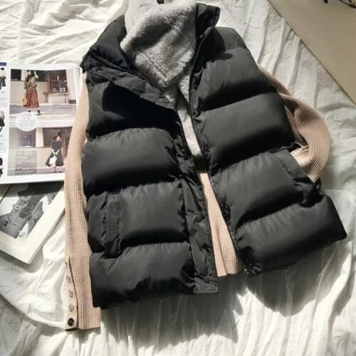 Sleeveless Jacket Women Winter Warm Cotton Padded Gilets Parkas Black Outerwear Ladies Puffer Vests Female Coats Bodywarmer