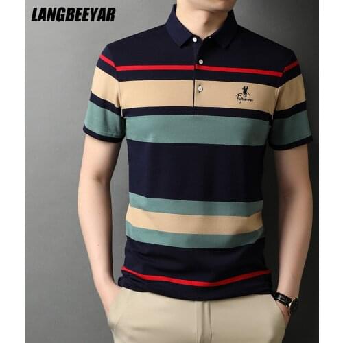LANGBEEYAR Mens Polos