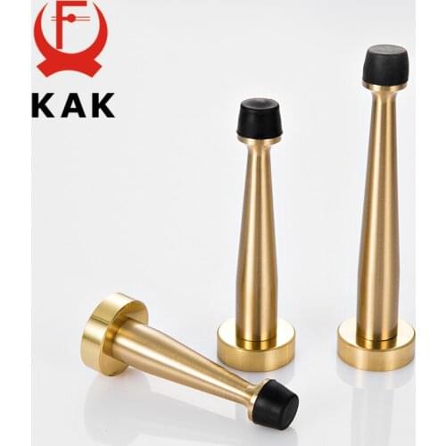 KAK Brass Door Stopper Bathroom Door Stop Heavy Duty Floor Wall Mount Bumper Non-magnetic Door Holder Catch Door Hardware
