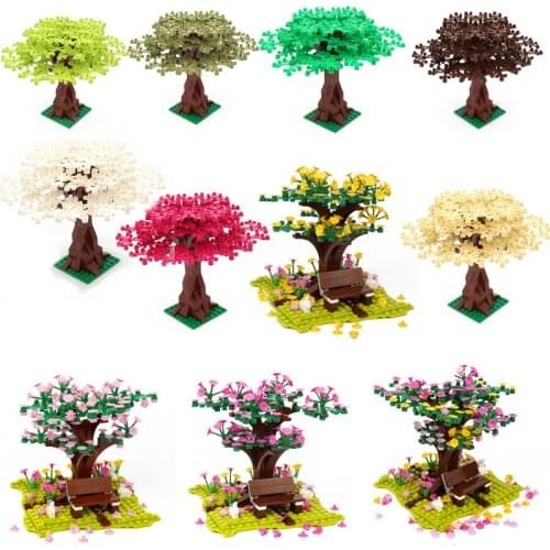 MOC Accessories Childrens Toys Tree Stools Street View Compatible City Building Blocks Plants Childrens Flowers Toy Gifts