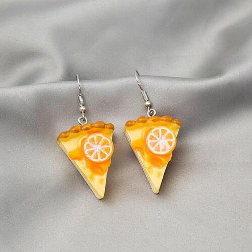 ZiccoWong Fashion Creative Pizza Dangle Earring For Women Girl Resin Handmade Cute Food Bread Eardrop Funny Jewelry Party Gift
