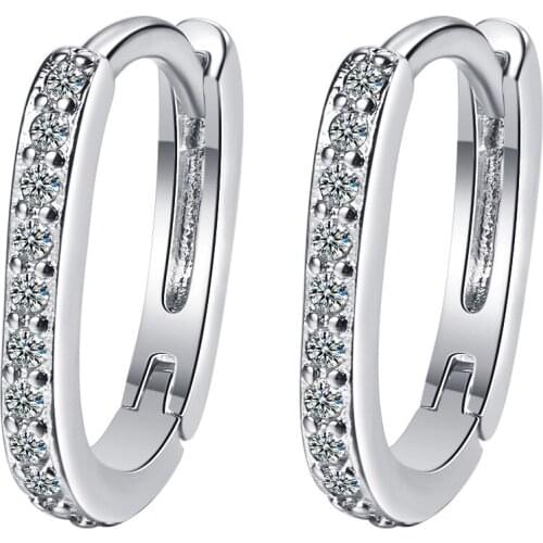 925 Sterling Silver Simple Crystal Studs Earrings For Women Girls Wedding Engagement Jewelry Accessories eh1289