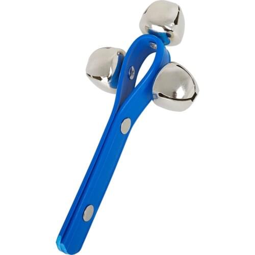 Muslady Handle Bell Shaker Handbell Stick Percussion Musical Toy with 3 Jingle Bells for Children