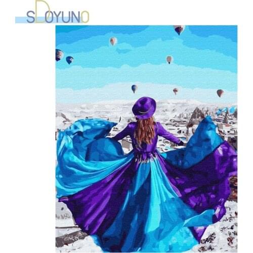 SDOYUNO 60x75cm Paint By Numbers Kits Frameless DIY Figure Oil Painting By Numbers On Canvas Scenery Digital Hand Painting Wall