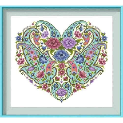 Ancient flower D cross stitch kits heart Dreampattern embroidery needlework sets 18ct 14ct 11ct white cloth DIY handmade
