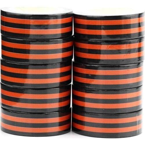 NEW 10pcs/Lot Decorative Black and Orange Striped Halloween Washi Tapes DIY Bullet Journal Adhesive Masking Tape Cute Papeleria