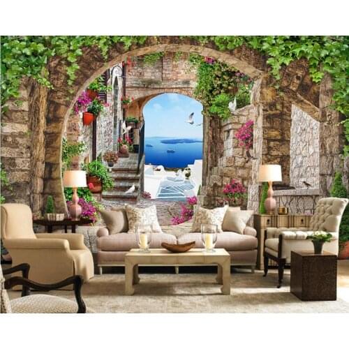 Living room bedroom photowall wallpapers Arch green leaf TV background wall wallpapers for home walls