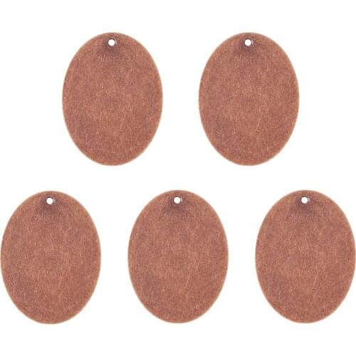 20pcs 40x30x0.3mm Oval Metal Tags, Red Copper Brass Blank Stamping Tag Jewelry Findings Dangle Necklace Pendants Free Ship