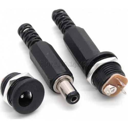 DC Connector 5.5*2.1 5.5x2.1mm DC Power Connector Male Female Total 4Pcs( male 2pcs+ female 2pcs) DC-022 Power Socket Plug Jack
