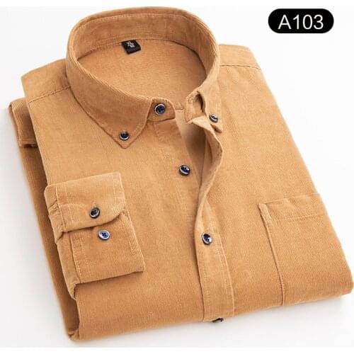 Plus size autumn men fashion loose single breasted brief design corduroy fabric cotton casual shirt