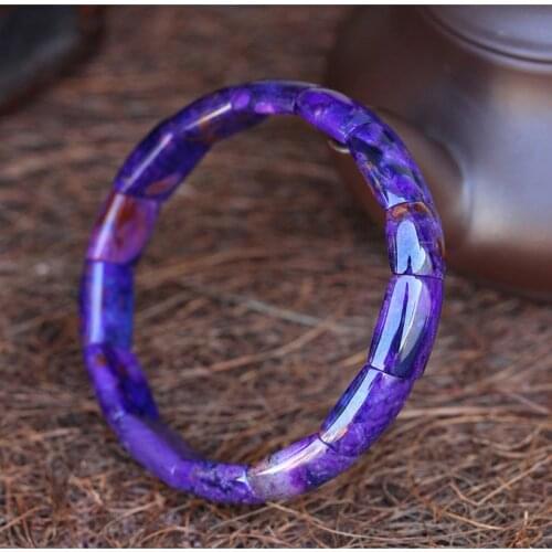 Christmas 10x13mm South African Natural Sugilite Stone Fashion Rectangle Beads Jewelry Women Female Charm Stretch Bracelet