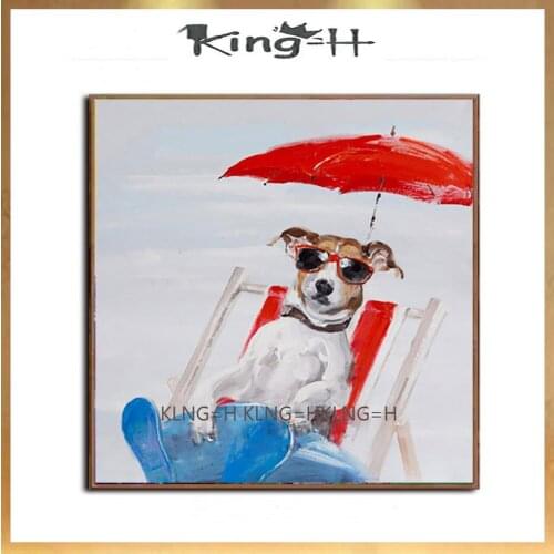 Hand-painted oil painting the lovely sea dogs animals wear glasses framework of abstract table decoration sitting room adornment