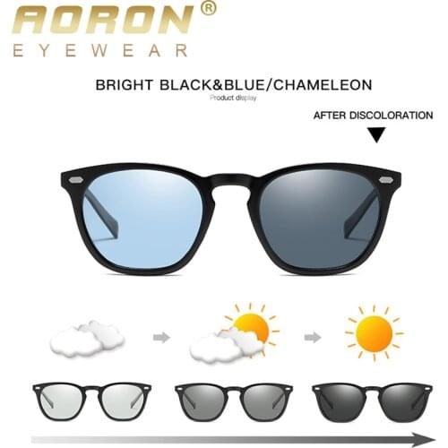 AORON Polarized Photochromic Sunglasses Men /Women Classic Round Sun Glasses TR Frame Aluminum Magnesium Leg