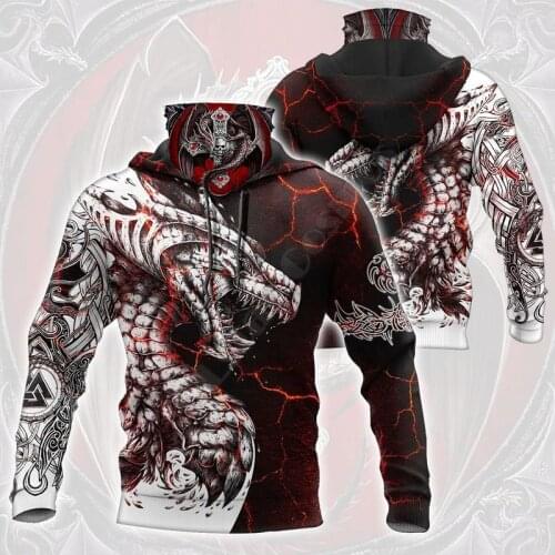Skull Dragon Tattoo 3D Printed Hoodies Harajuku Fashion Sweatshirt Women Men Casual Pullover Hoodie Mask Warm Drop Shipping 03